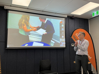 Intern receiving her certiticate